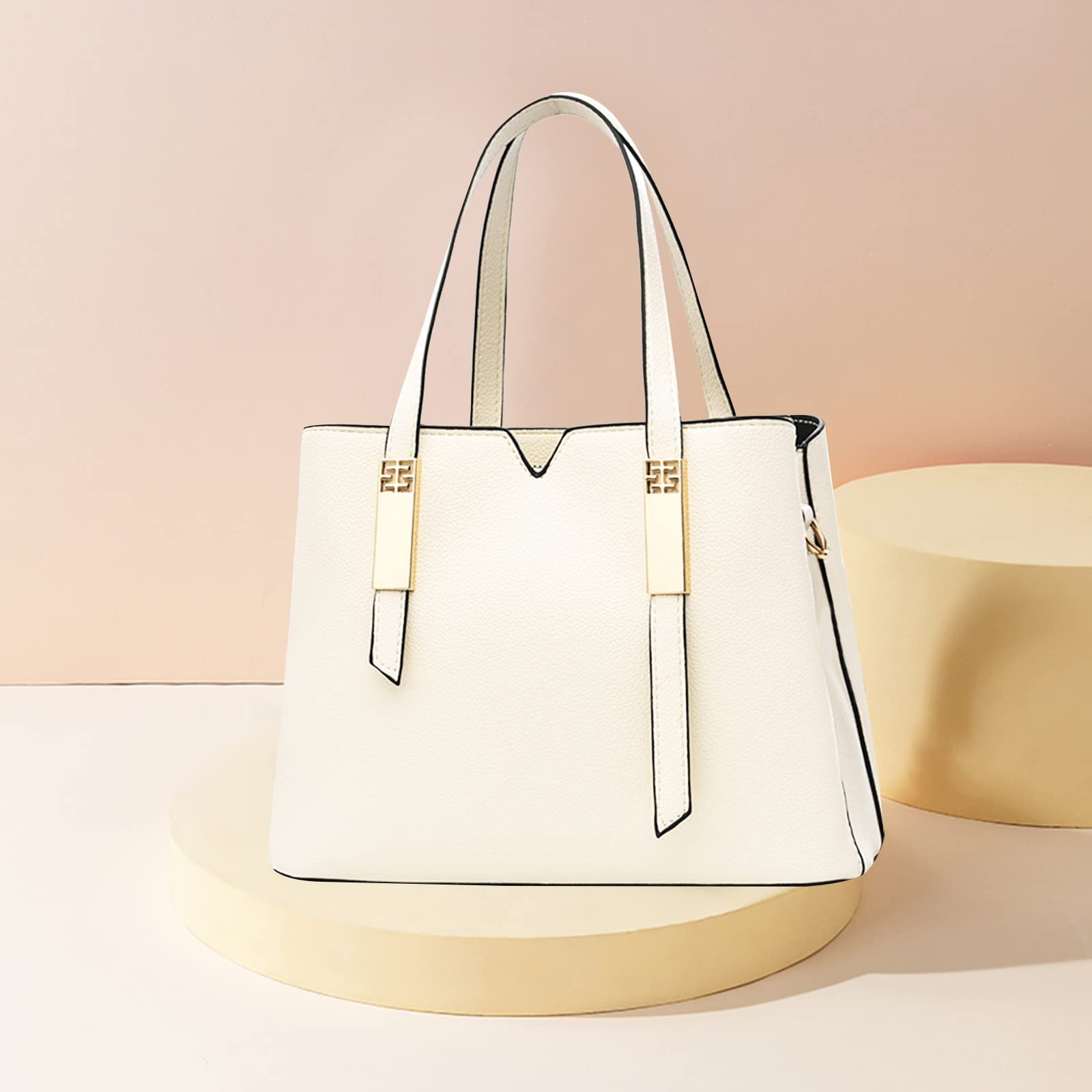 Сумка с ручками NICOLE & DORIS, женская, элегантная, шоппер, из PU кожи, белая, фото №3 Сумка с ручками NICOLE & DORIS, женская, элегантная, шоппер, из PU кожи, белая, фото №3