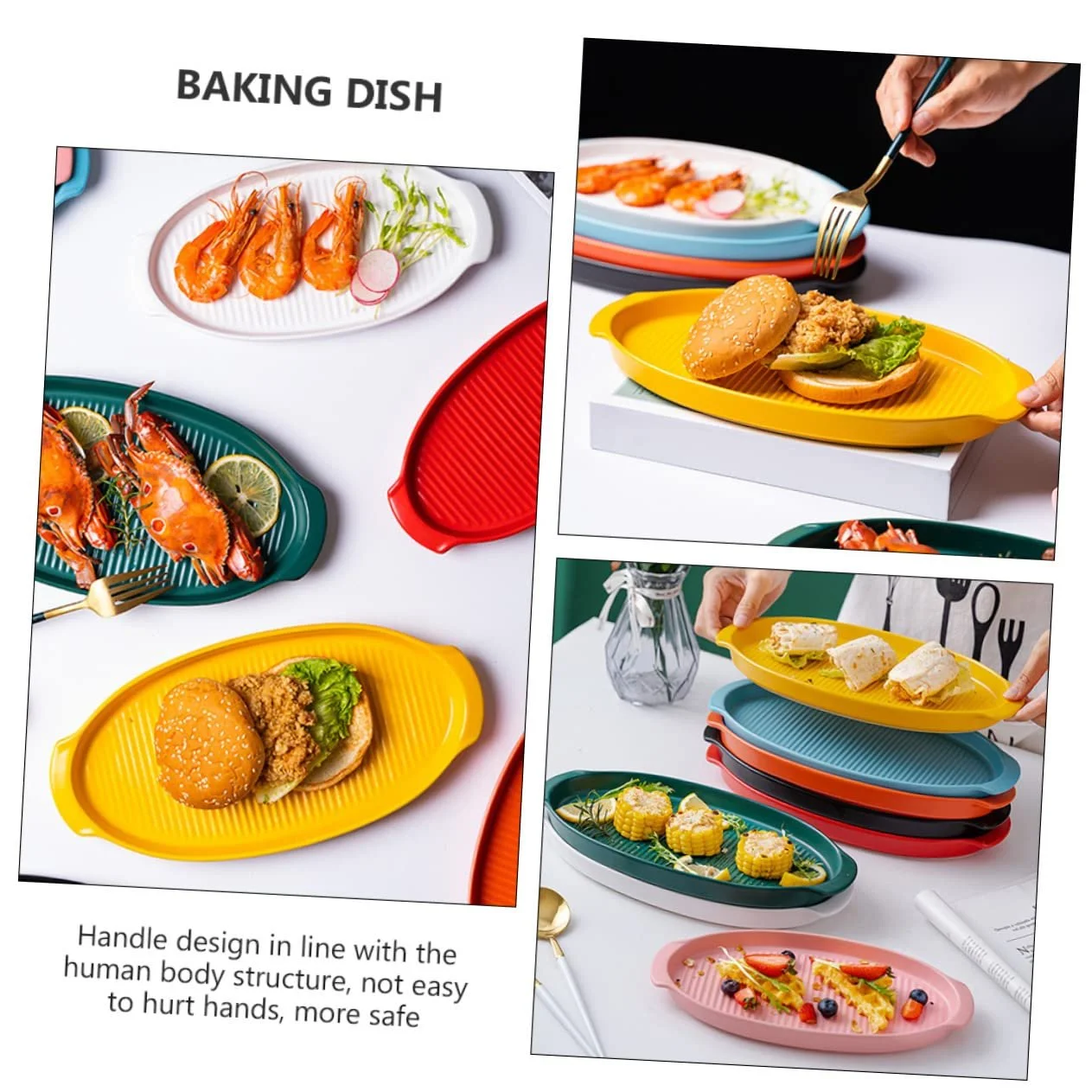 Блюдо для запікання GALPADA керамічне овальне з ручками для суші та сервірування, фото №2