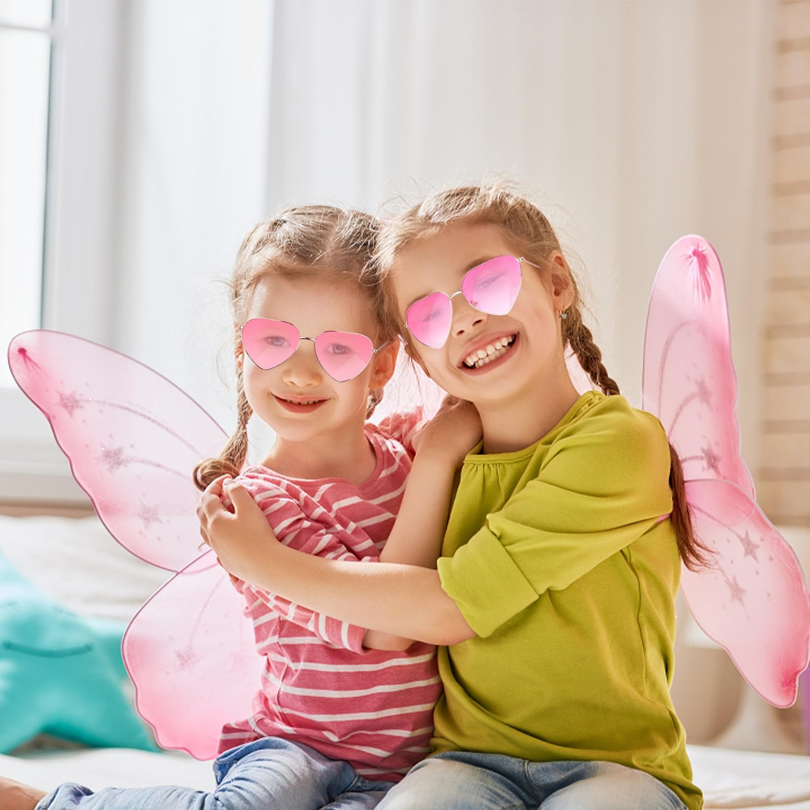 Солнцезащитные очки RISVOWO в форме сердца, металлическая оправа, ретро, ​​розовые, 4 пары., фото №7