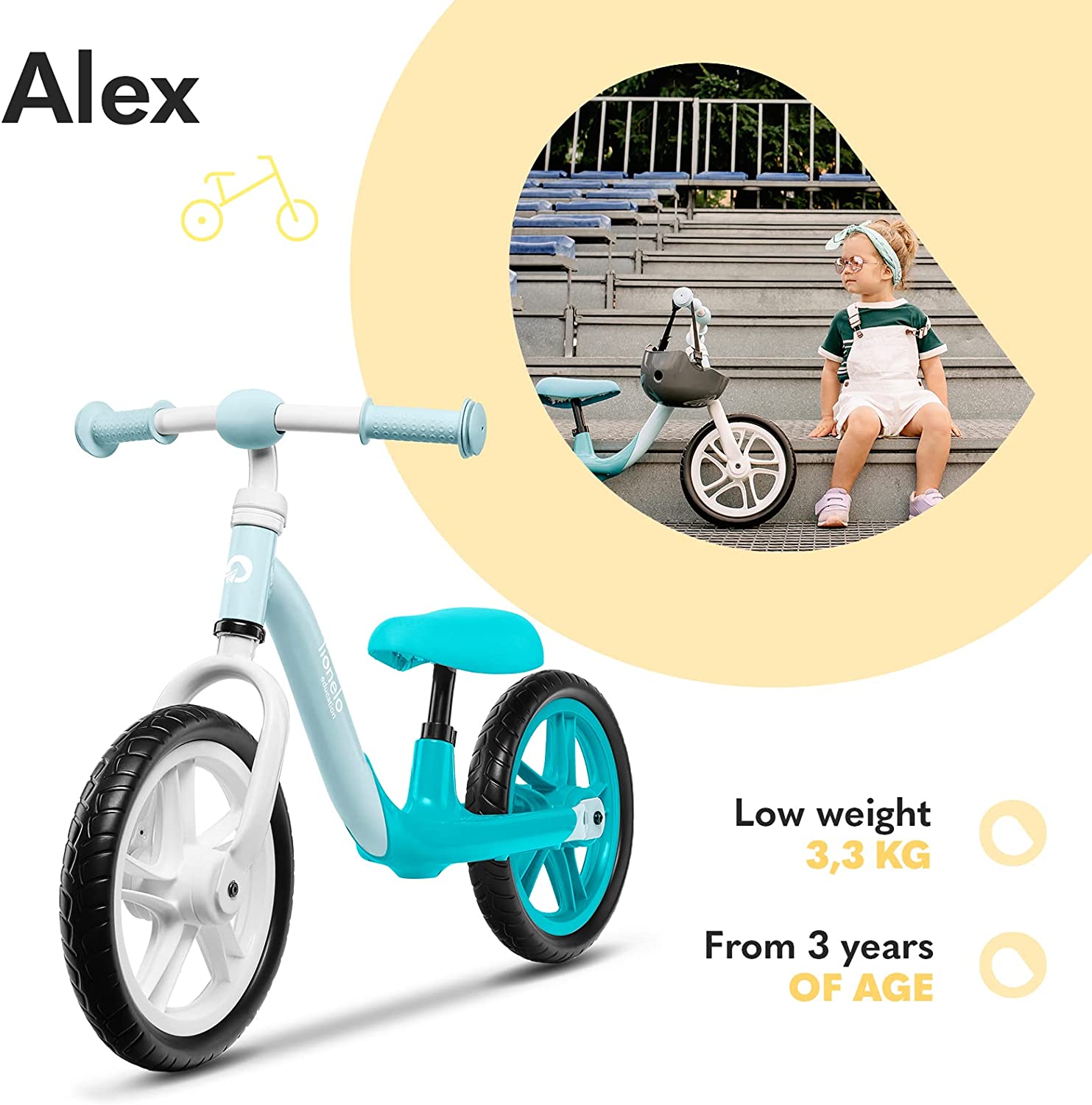 Беговел Lionelo Alex Бирюзовый, фото №4