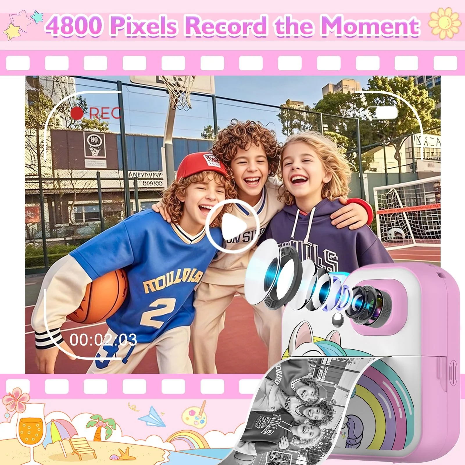 Мгновенная камера с приложением играми и музыкой 1080P 32GB, фото №4