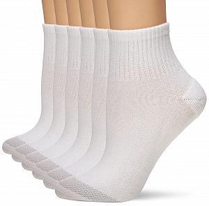 Женские носки Hanes Cool Comfort Ankle 6 пар, размер 5-9, белые с серым отверстием - Фото 1