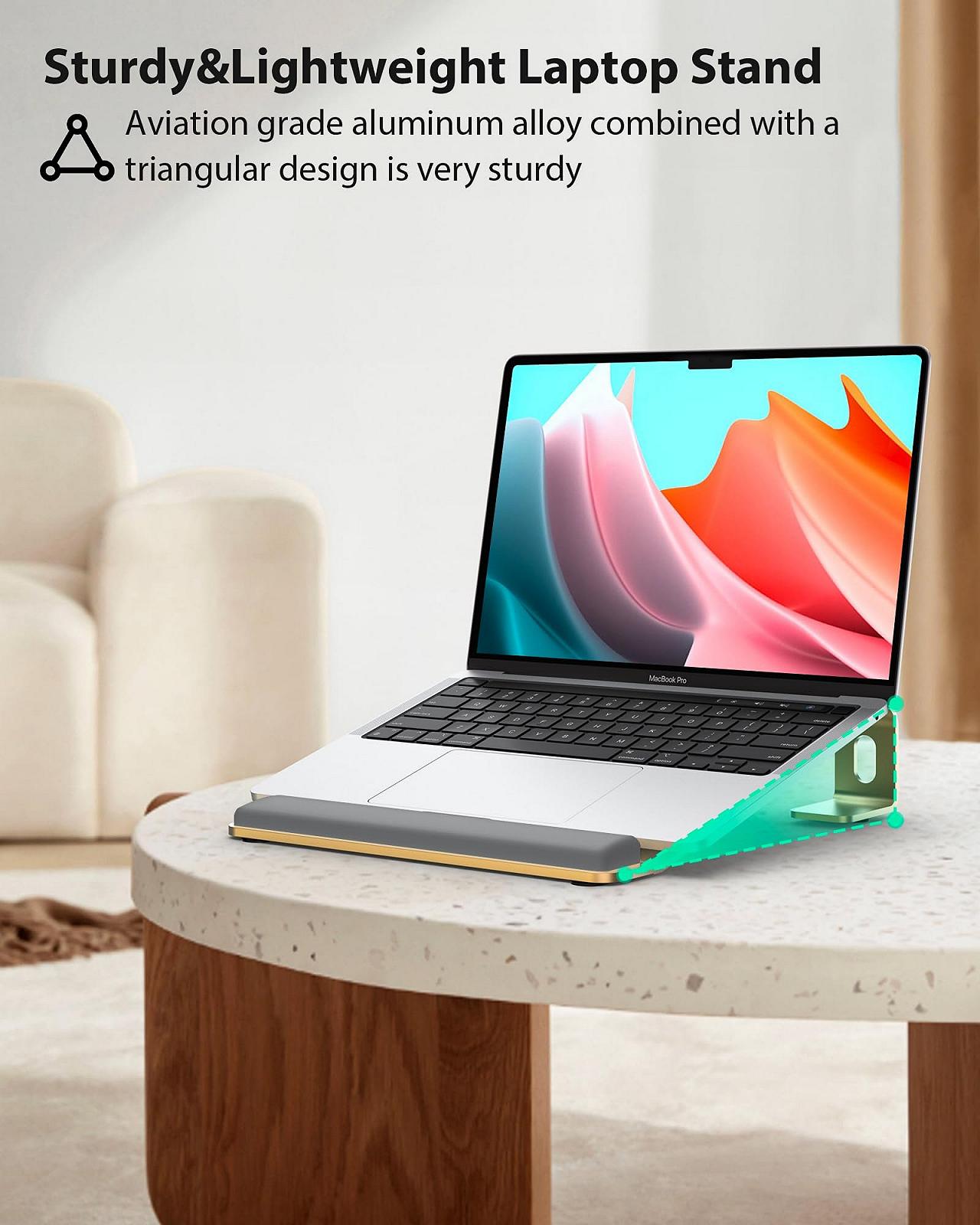 Подставка для ноутбука NTMY с поддержкой запястья для стола, вентилируемая, эргономичная с подкладкой для запястья, фото №6