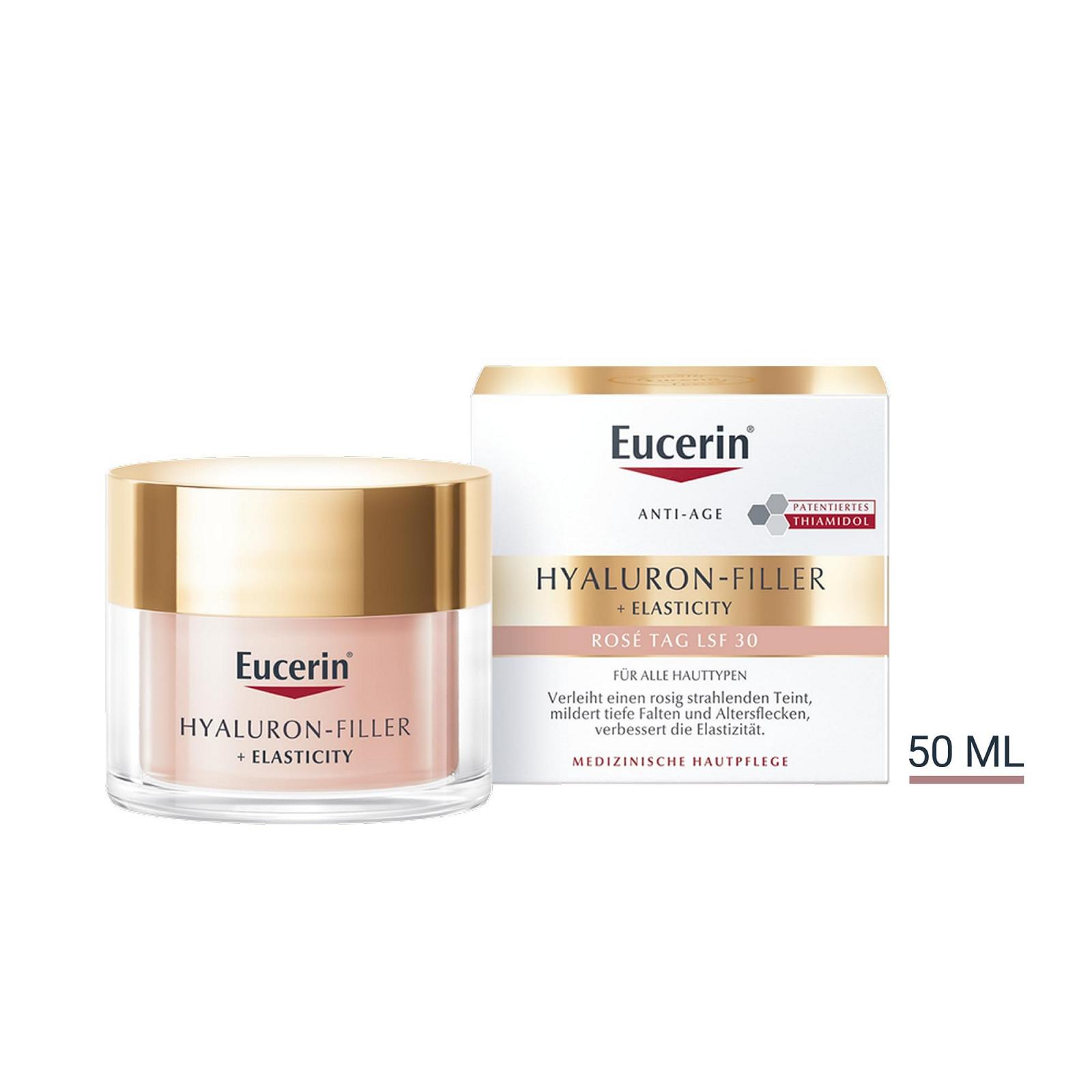 Денний крем Eucerin Hyaluronic Filler + Elasticity Rosé SPF 30 50 мл з рожевими пігментами, гіалуроновою кислотою та тіамідолом для зменшення зморшок та пігментних плям, фото №11