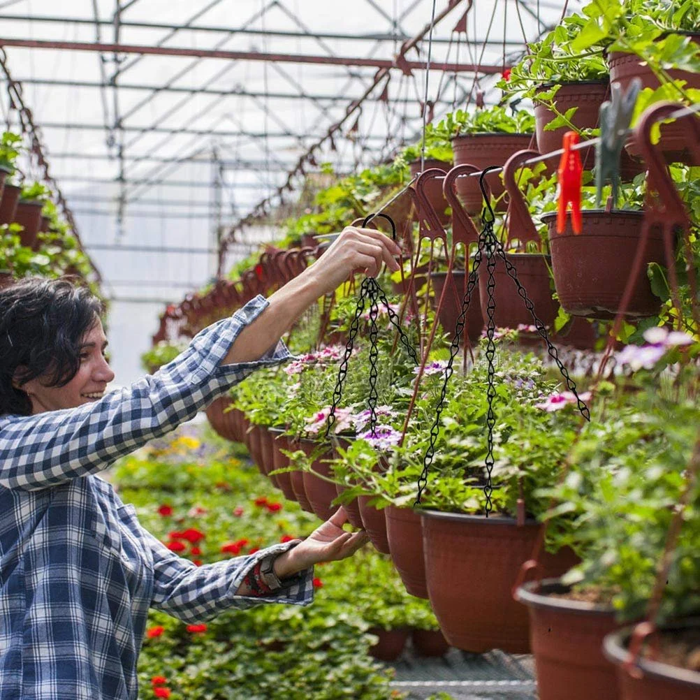 Металеві ланцюжки для підвісних кошиків Набір 6 шт. з S-подібними гачками Чорні, фото №5 Металеві ланцюжки для підвісних кошиків Набір 6 шт. з S-подібними гачками Чорні, фото №5