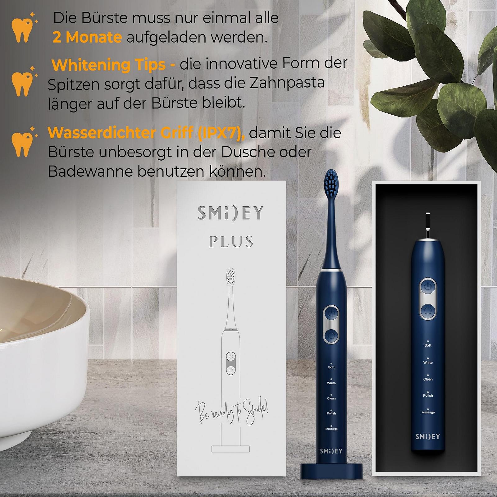 Звукова зубна щітка SMILEY Plus Ultrasonic дорожня з зарядним пристроєм та насадкою, фото №3