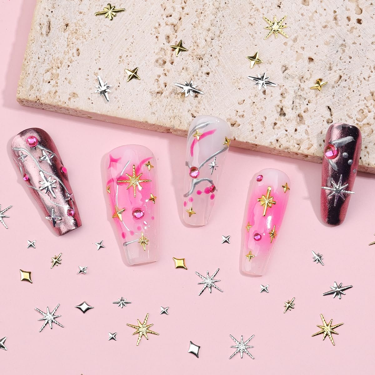 3D Набір підвісок для нігтів, 3 коробки з дорогоцінним камінням, фото №5