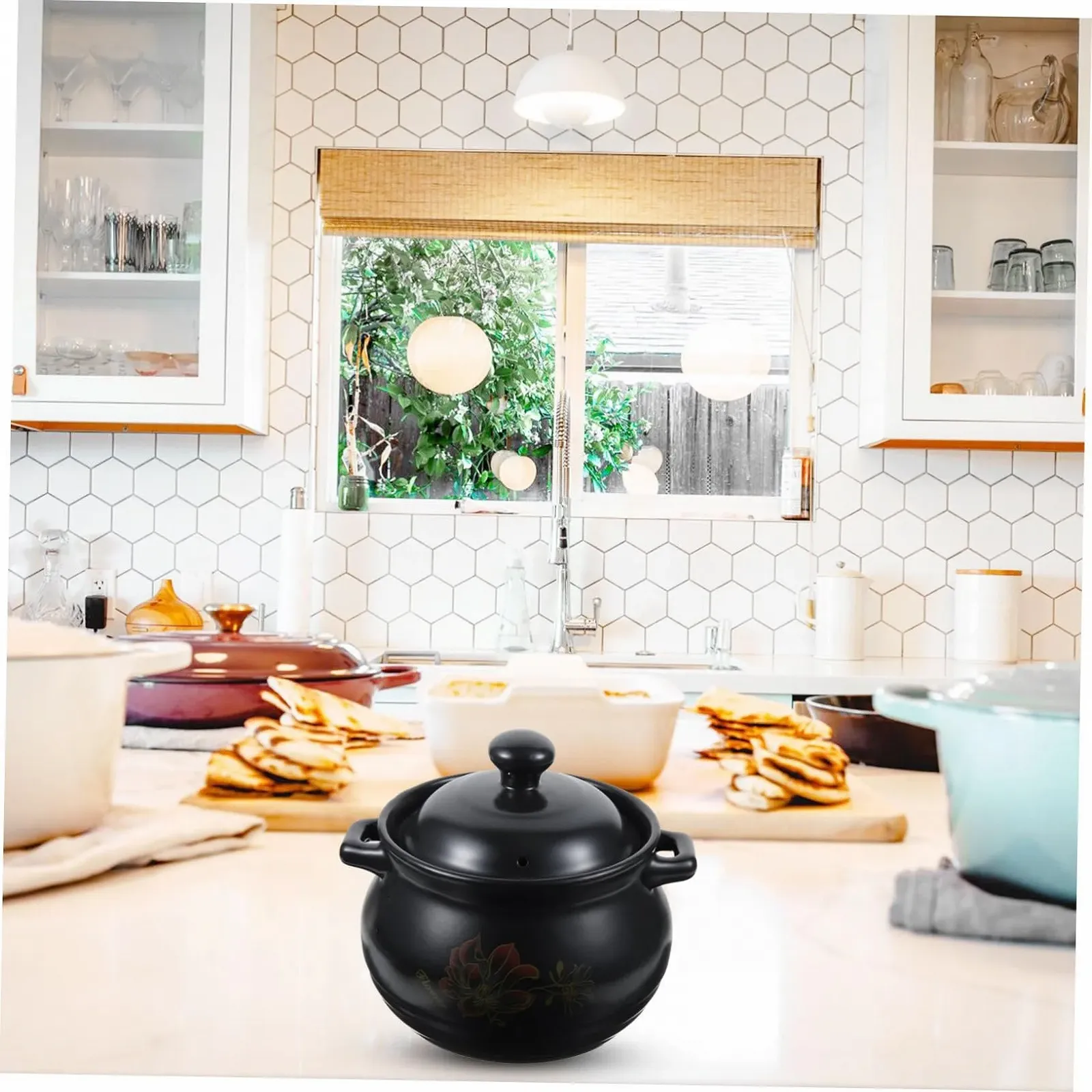 Кастрюля для тушения Abaodam Керамическая Термостойкая Черная, фото №3