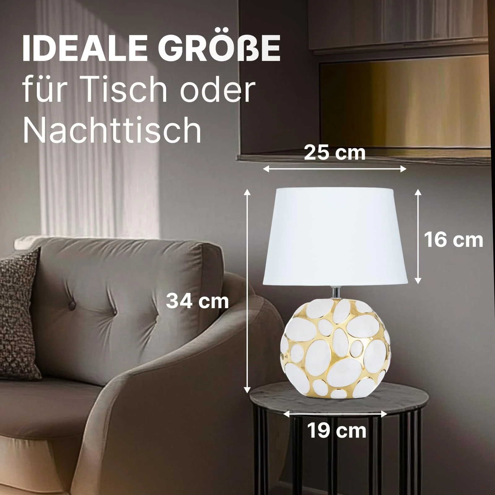 Настільна лампа ARTE LAMP Poppy LED з текстильним абажуром Хром/Білий, фото №6