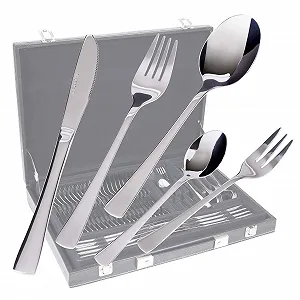 Набір столових приборів GRÄWE Würzburg Series у кейсі для 12 осіб, 60 предметів з нержавіючої сталі з виделкою для торта - Фото 1