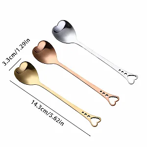 Набор ложек из нержавеющей стали в форме сердца, ложки для кофе из нержавеющей стали, золотые ложки для кофе, ложки для кофе в форме сердца из розового золота, для кофе, кубиков сахара, мороженого, торта (14,3 см) synthetic.ua - Фото 1