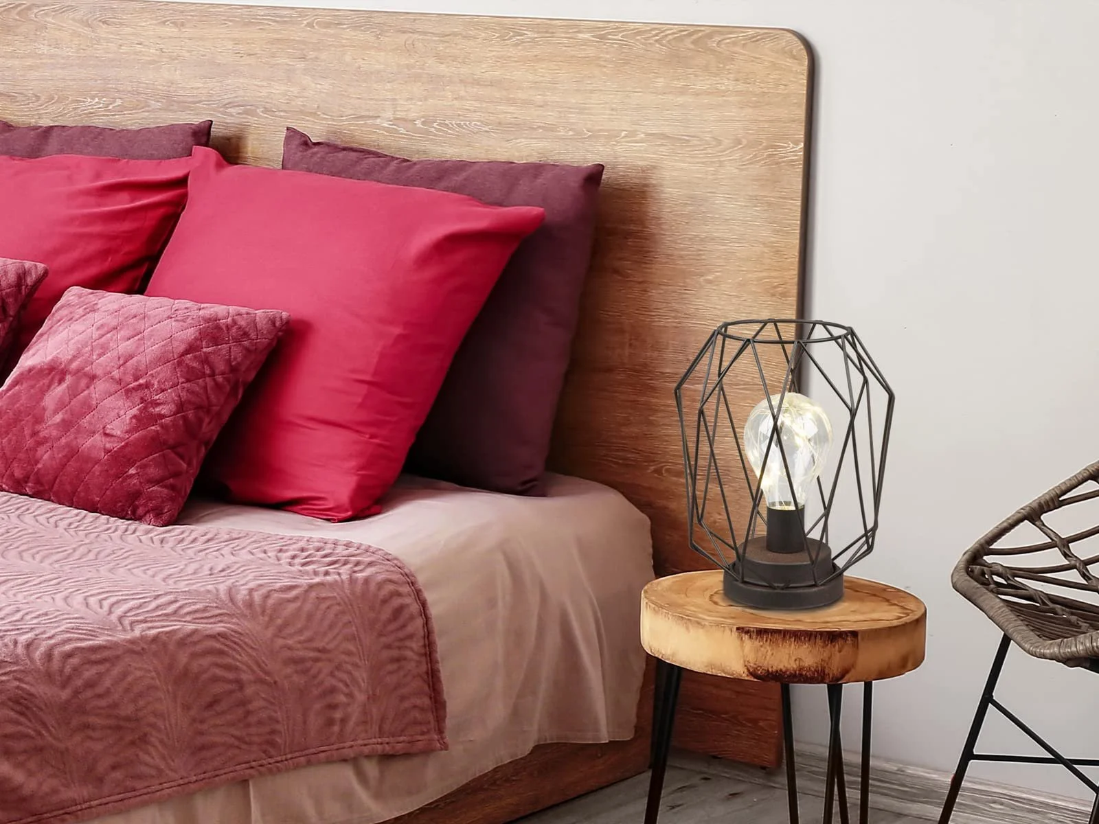 Настільна лампа Narda LED Індустріальна Решітка на батарейках Ефект іржі, фото №7