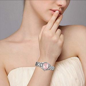 Женские часы JewelryWe Элегантные аналоговые кварцевые Деловые повседневные Серебристый ремешок из нержавеющей стали, Розовый/Голубой synthetic.ua - Фото 1