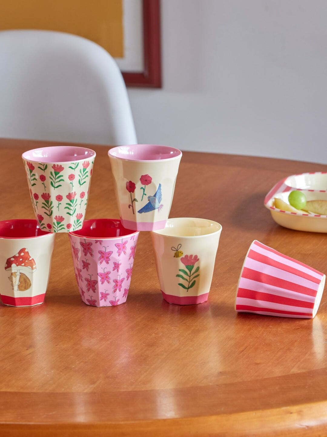 Кружка Rice Melamine Happy Forest Print Розовая 160 мл, набор 6 шт., фото №2