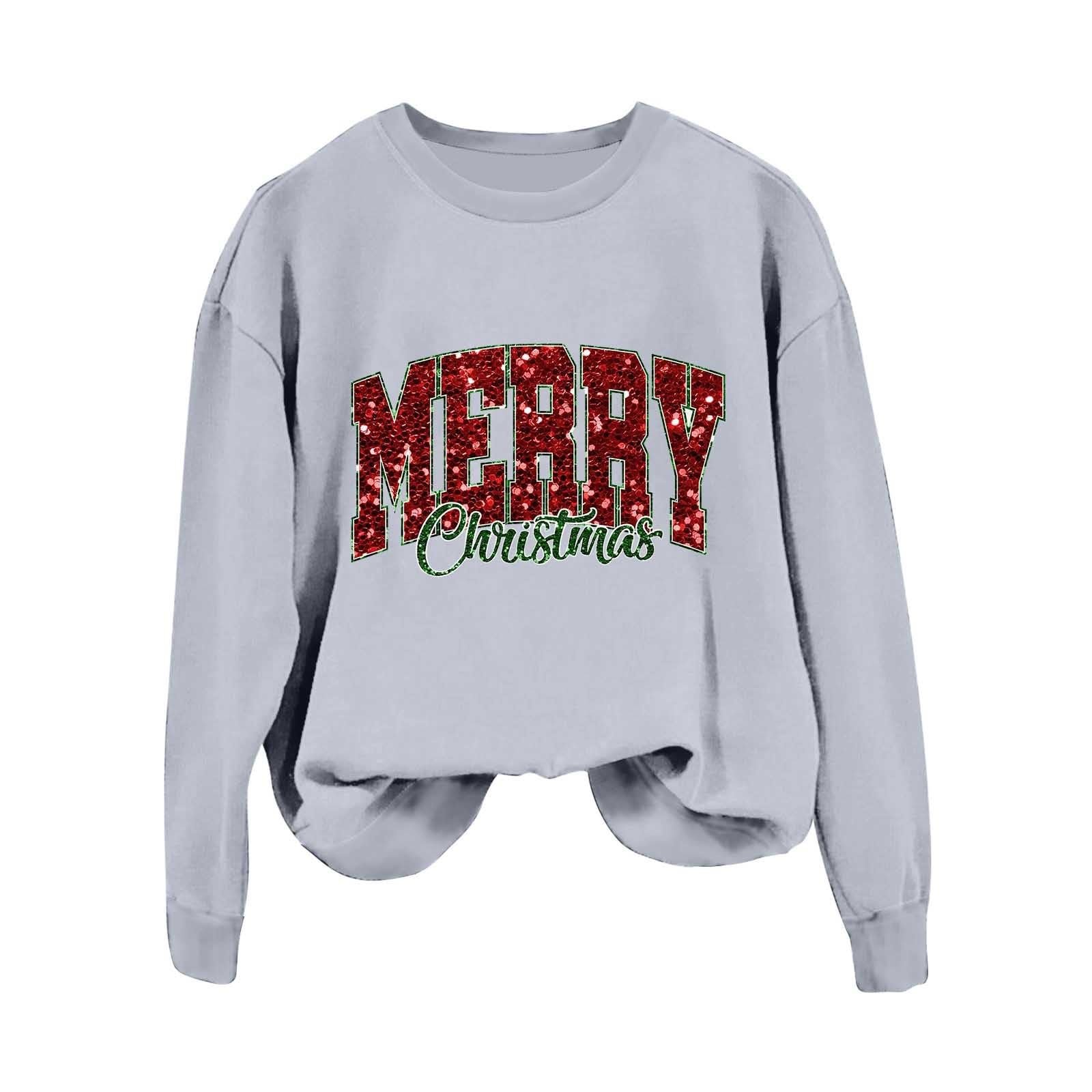 Женский зимний рождественский свитер Рождественский пуловер Рубашка с длинными рукавами большого размера Теплая веселая рождественская рубашка, фото №4