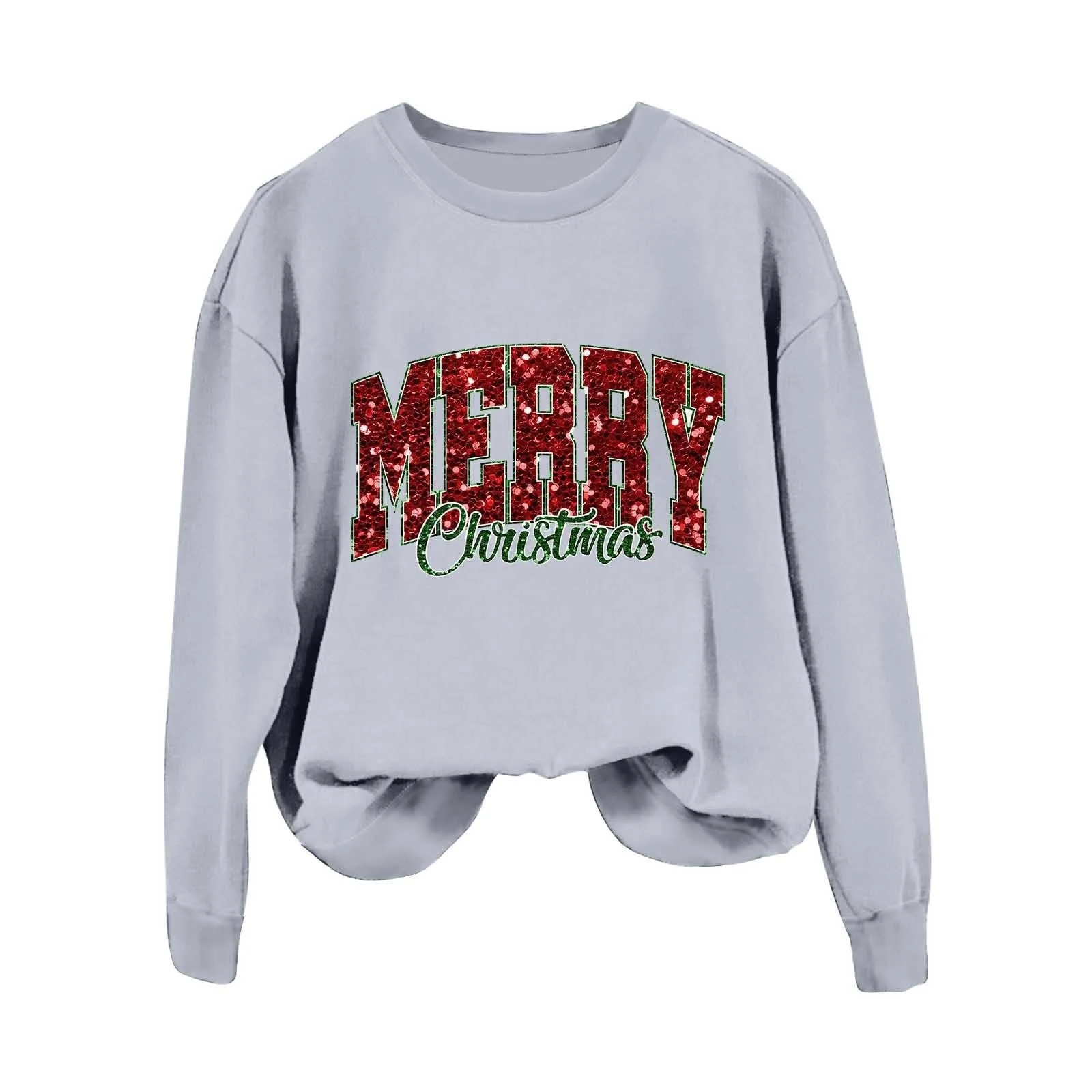 Женский зимний рождественский свитер Рождественский пуловер Рубашка с длинными рукавами большого размера Теплая веселая рождественская рубашка, фото №4