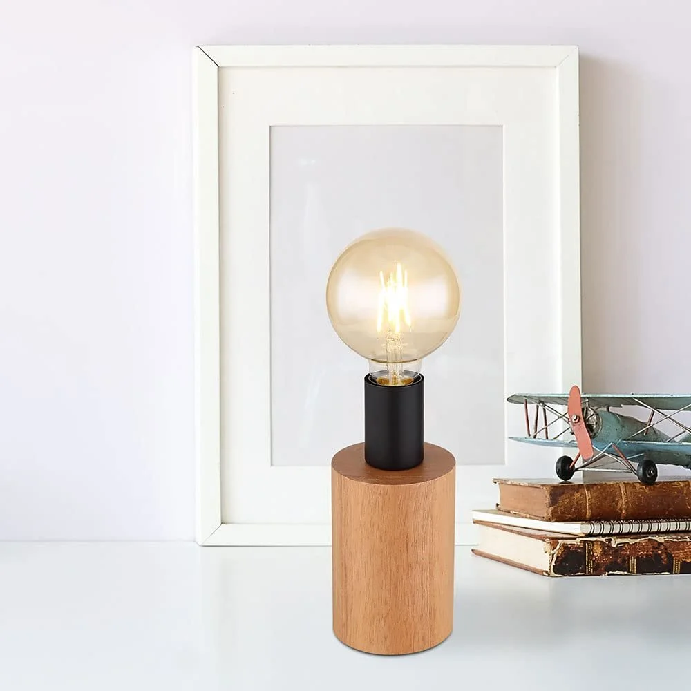 Настільна лампа Vintage Wood Metal 1 x E27 9 x 19.5 см Натуральний Чорний, фото №5
