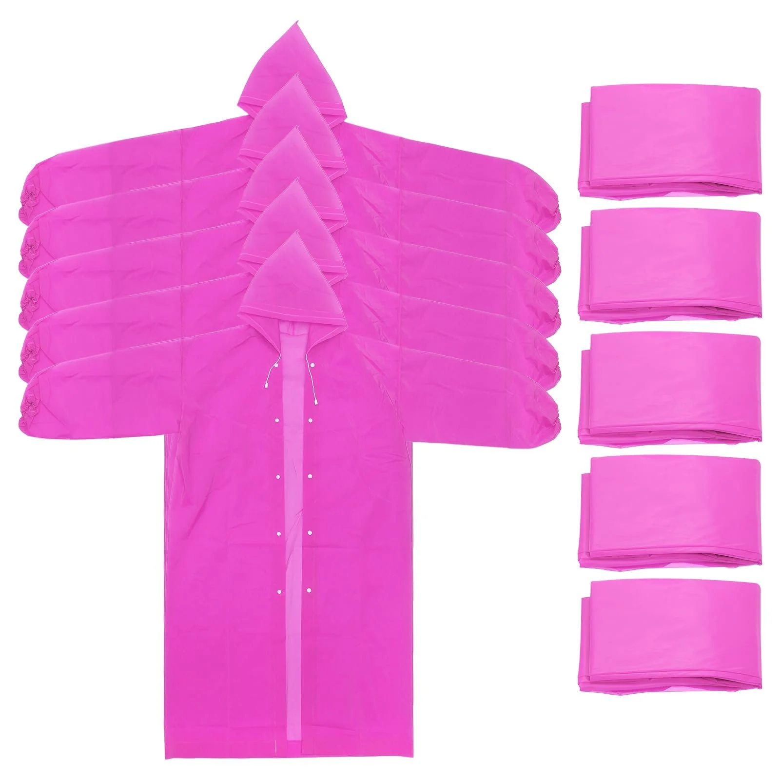 Пончо дощове PATIKIL для дорослих, 5 шт, легке, багаторазове, EVA, для велоспорту, походів, активного відпочинку, рожеве, фото №1