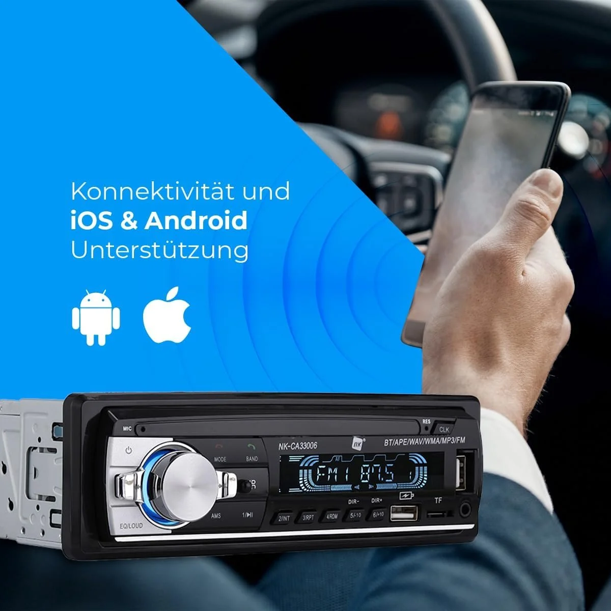 Автомагнітола NK-CA33006 / Bluetooth / AUX / USB / 1DIN, фото №4