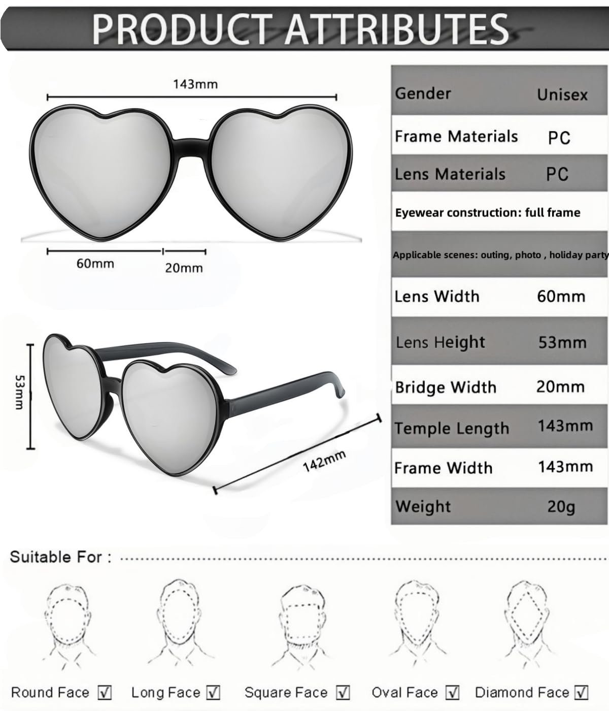 Сонцезахисні окуляри у формі серця, фото №3