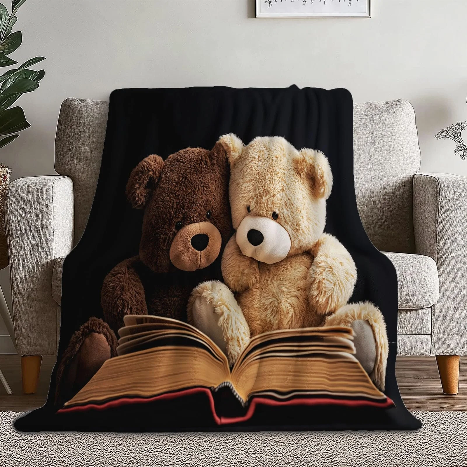 Плед Cuddly Для взрослых 3D Цветной Фланелевый Плед Шерпа Флисовый Плед Для взрослых 150 x 200 см Мягкий Плед из Микрофибры Теплый Плед Простой Мотив Плюшевого Мишки Легкий и Теплый Плед, фото №1