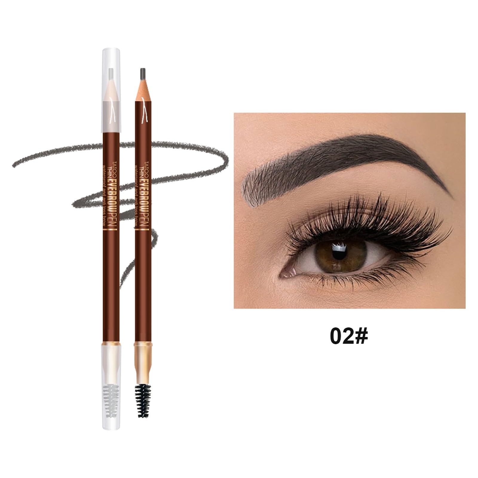 Олівець для брів Водостійкий Темно-русявий Тонкий Трикутний (B, Один розмір), фото №7
