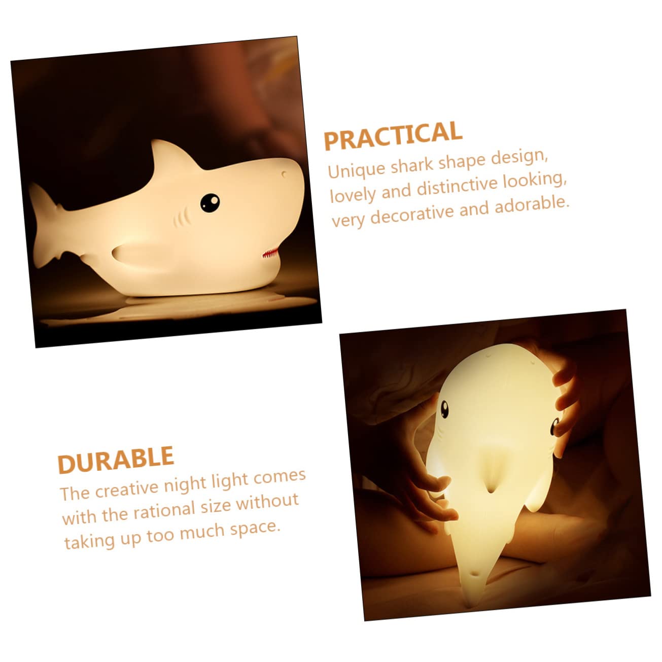 Лампа HEMOTON Shark Children's Room Lamp LED Ночной светильник Animal Animal Lamp White Baby Light ABS, фото №5