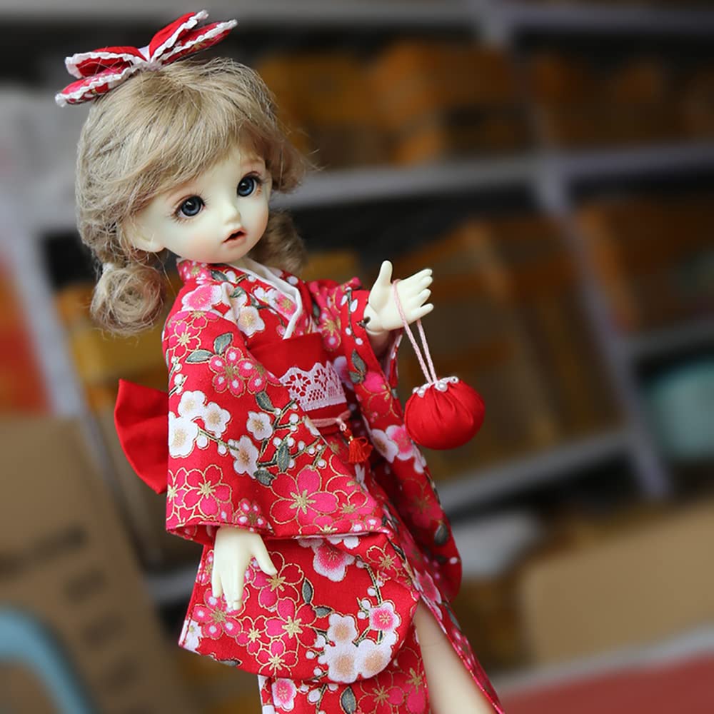 Одежда XiDonDon New 1/6 BJD Кимоно Халат Купальный Заколка Розово-красный для 30 см Кукла, фото №2
