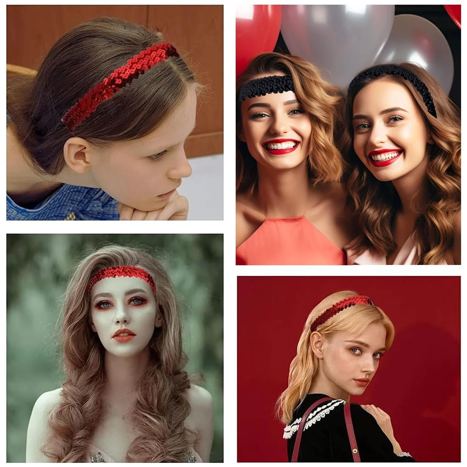 Набір пов'язок на голову з паєтками, фото №3 Набір пов'язок на голову з паєтками, фото №3