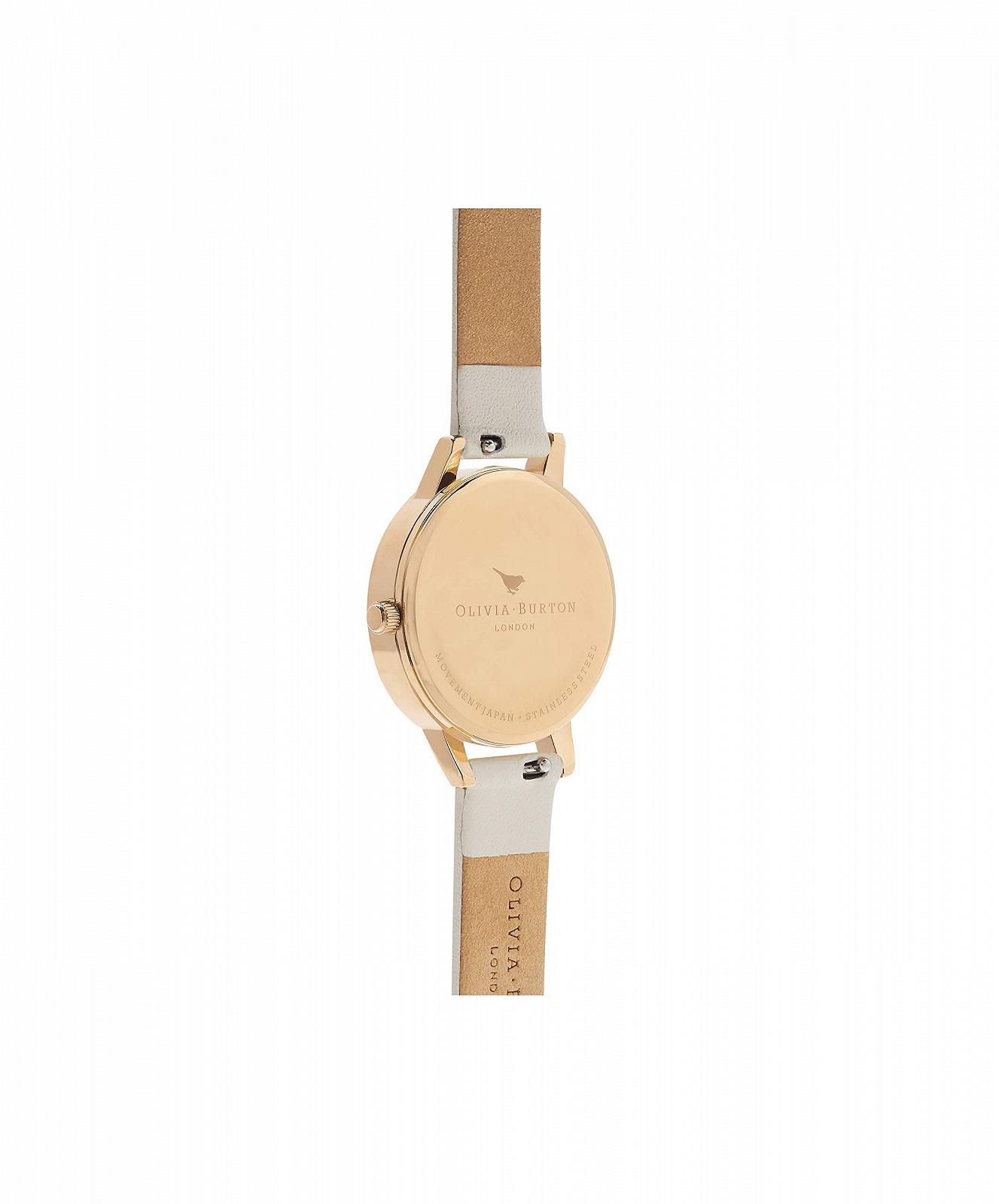 Жіночий аналоговий годинник Olivia Burton OB16CS15, білий шкіряний ремінець, бежевий і золотий, браслет, фото №3