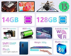 Планшет 10.1" GOODTEL G10 8+6/128GB 4 ядра Android 13 8000 mAh Чорний synthetic.ua - Фото 1