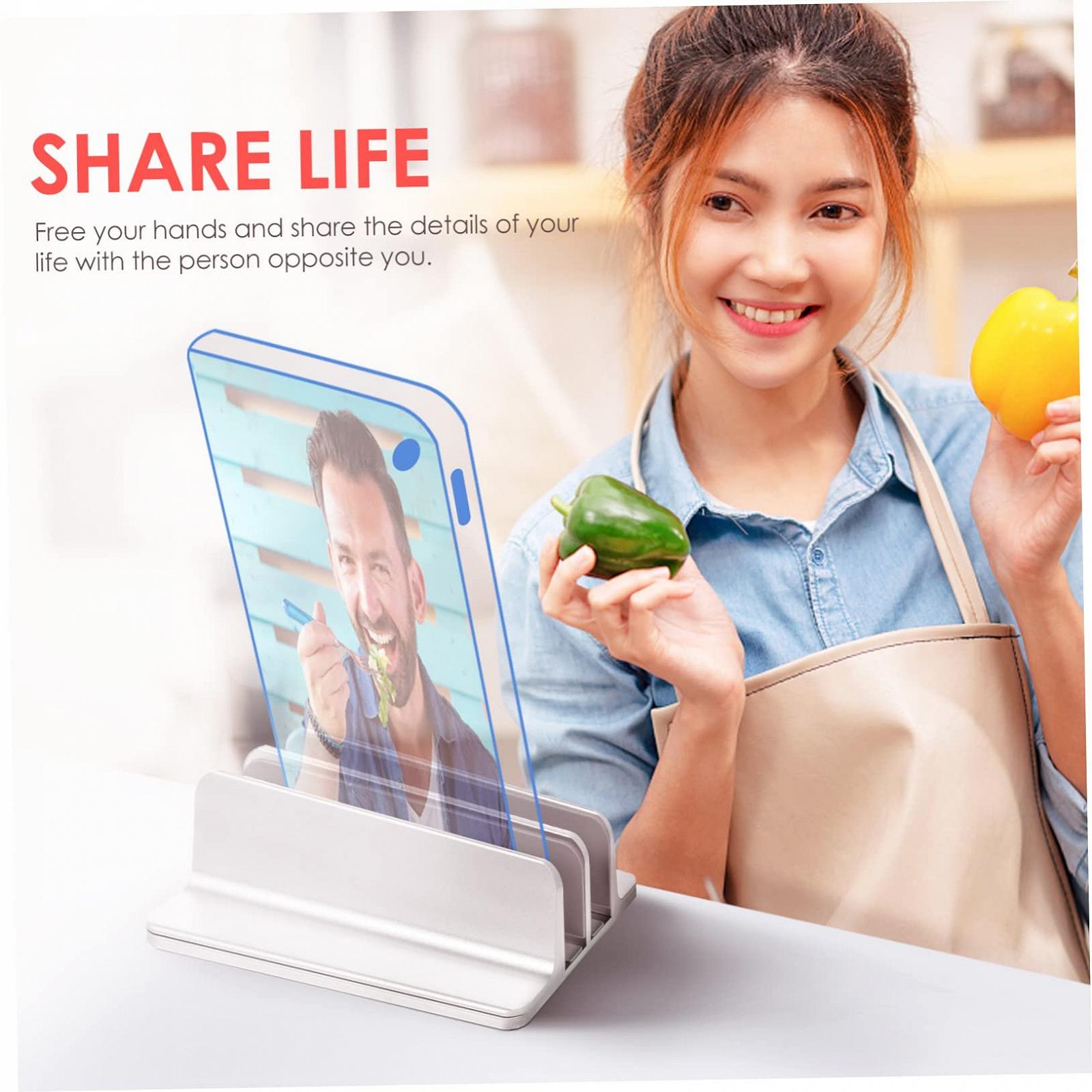 Вертикальна Підставка для ноутбука GALPADA з двома слотами, що заощаджує місце, Стійка для планшета з алюмінієвого сплаву для ноутбука та планшета, Міцна та легка, фото №5