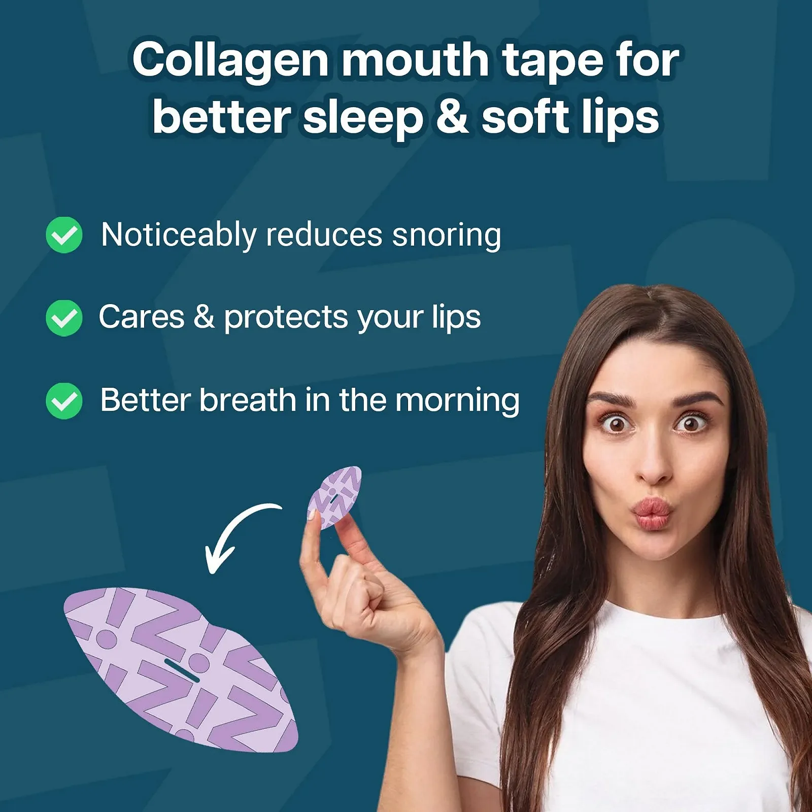 Пластирі для рота Zippit Collagen Sleep Pack 30 шт. проти хропіння та сухості в роті, фото №2