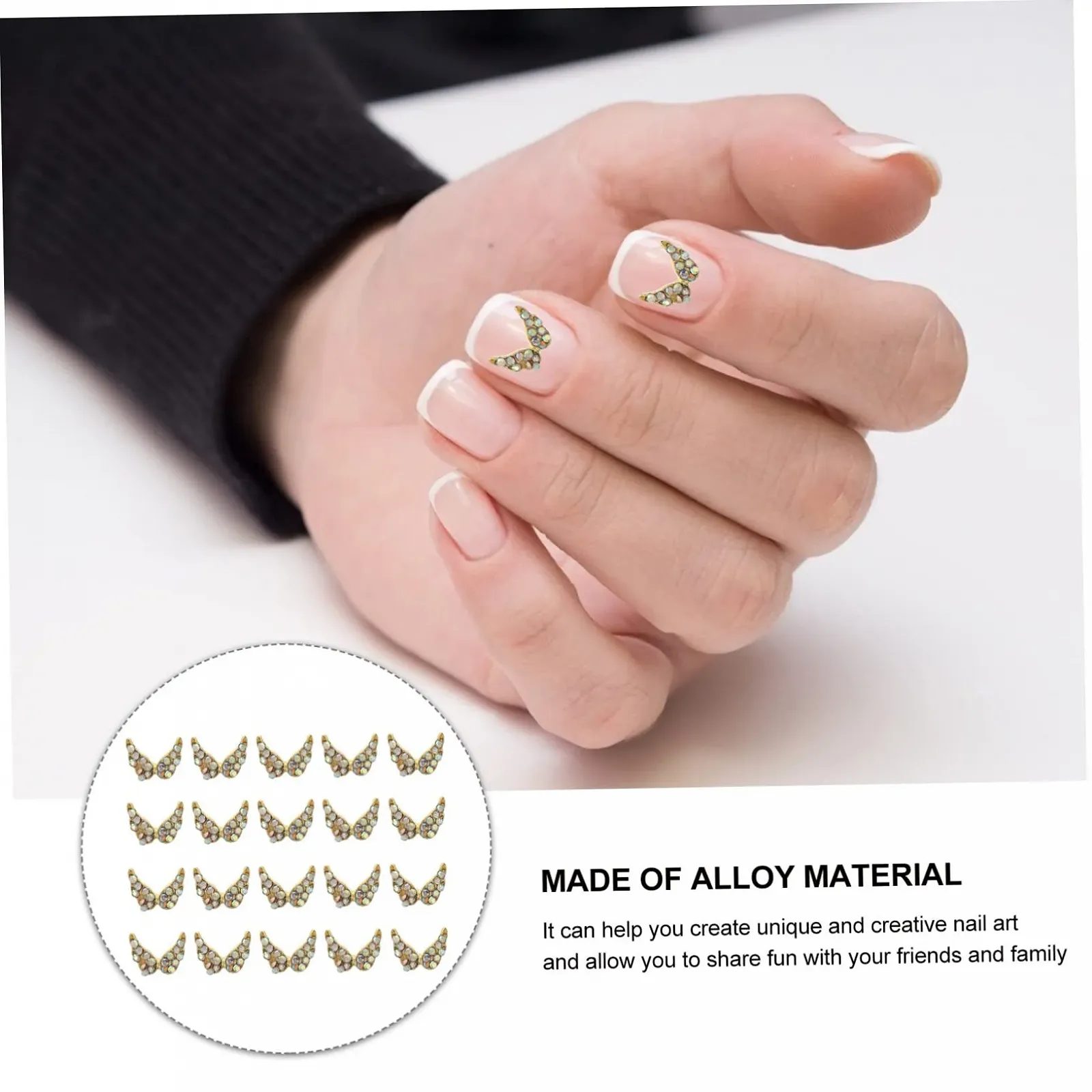 Стразы для ногтей Сердце, 20 шт., украшения для маникюра, наклейки на ногти в форме сердца, блестки для ногтей крылья, стразы для ногтей с плоским основанием, разноцветные сплавы, фото №8