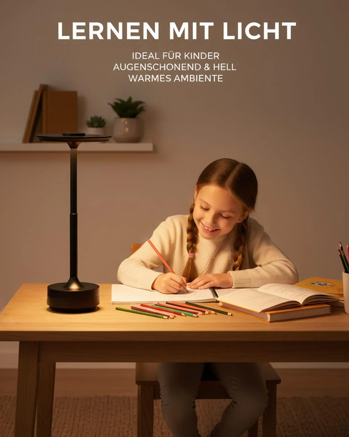 Настільна лампа LED Wireless 5000 мАг USB-C Сенсорна 3 колірні температури, фото №4