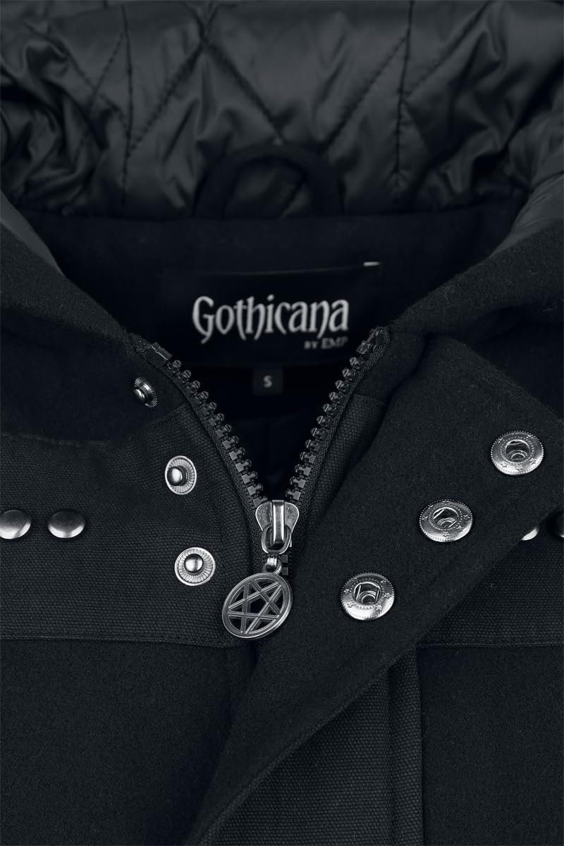 Пальто з капюшоном Gothicana by EMP Чорний, фото №3 Пальто з капюшоном Gothicana by EMP Чорний, фото №3