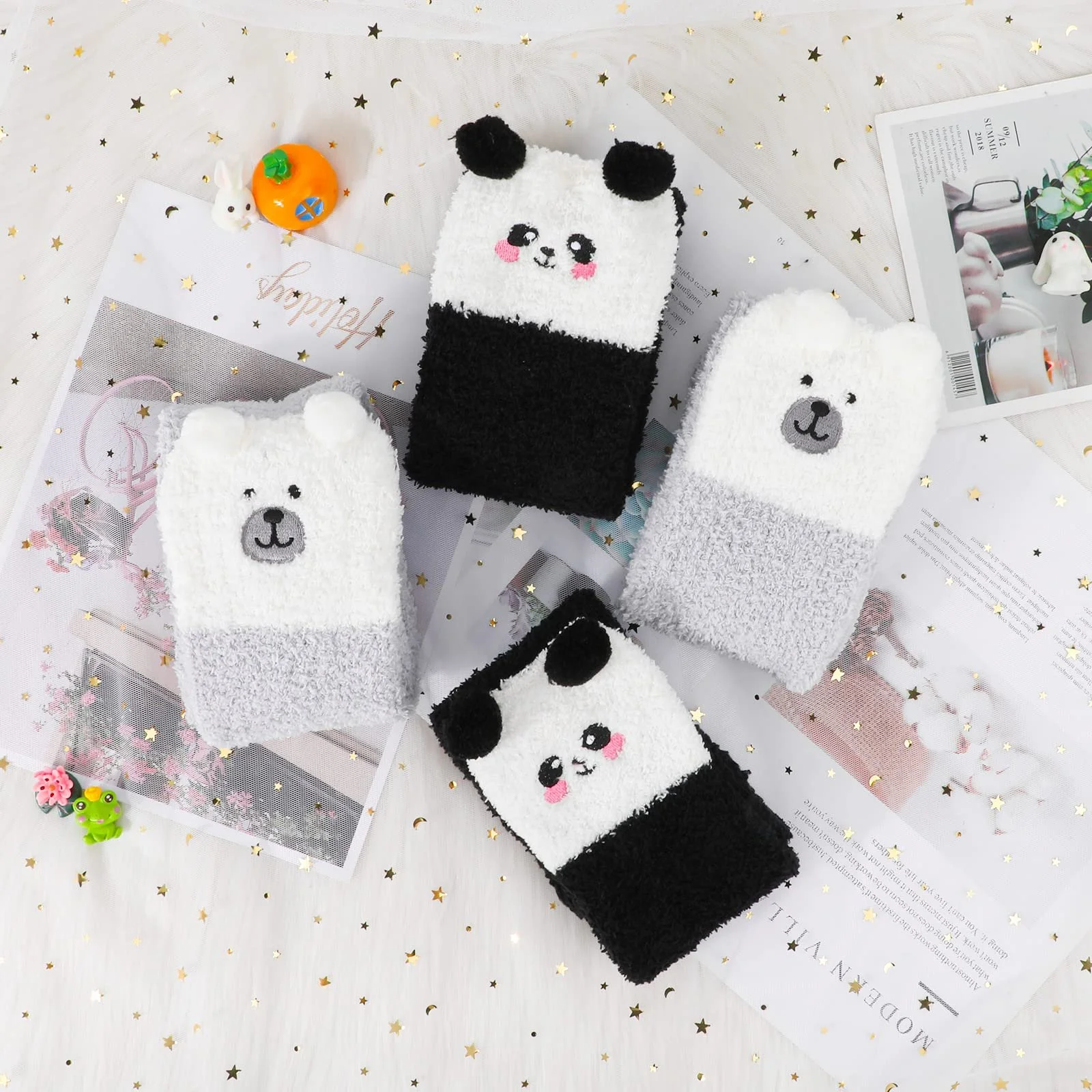 2 пари пухнастих високих шкарпеток до стегон для жінок, фото №8