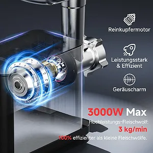Мясорубка электрическая AAOBOSI 3000 Вт LED дисплей 9 скоростей Нержавеющая сталь synthetic.ua - Фото 1