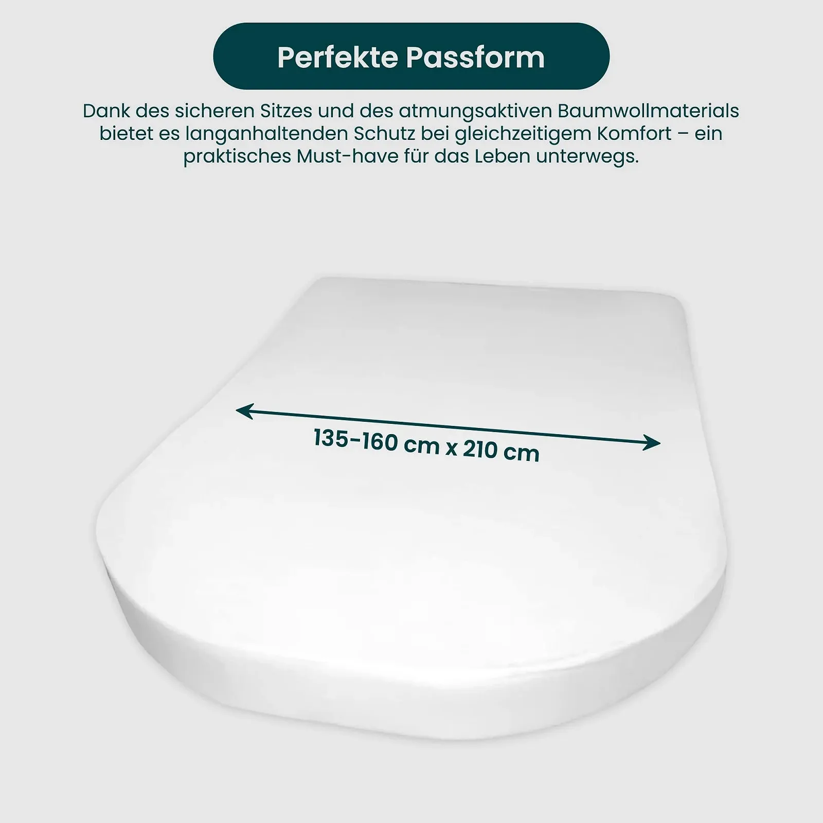 Наматрасник Dexitex Queen Size Molleton для матраса Queen Bed (135-160 см x 210), белый, фото №6