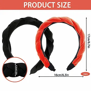 Обруч для волос Бархатный Черный, Оранжевый synthetic.ua - Фото 1