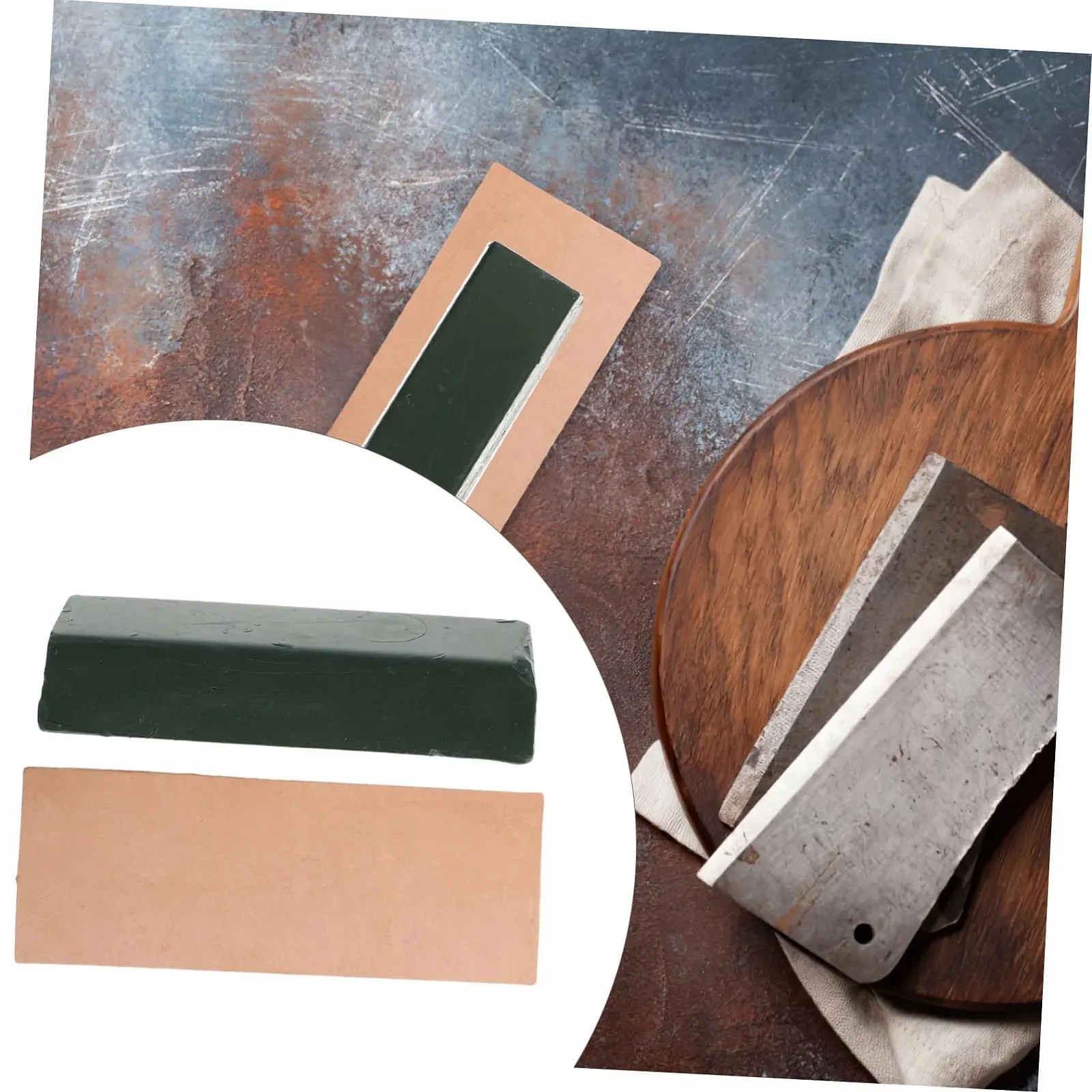 Набор для заточки и полировки Holibanna 2 предмета кожаный блок и полировочный воск, фото №5