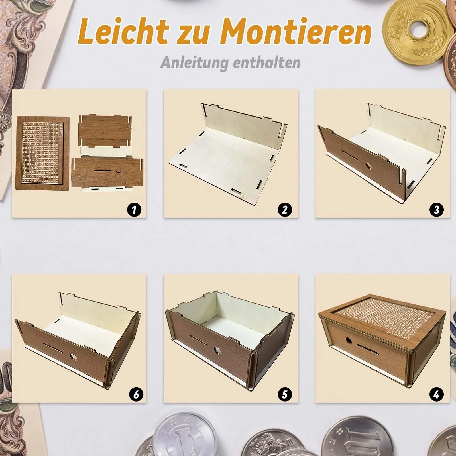 Скарбничка Wooden з лічильником 10 000 Євро Ретро, фото №7
