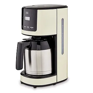 Капельная кофеварка KHG TKA-182 (CE) на 12 чашек с термокувшином из нержавеющей стали 1.5 л многоразовый фильтр автоматическое выключение LCD-дисплей Cream/Black/Silver - Фото 1