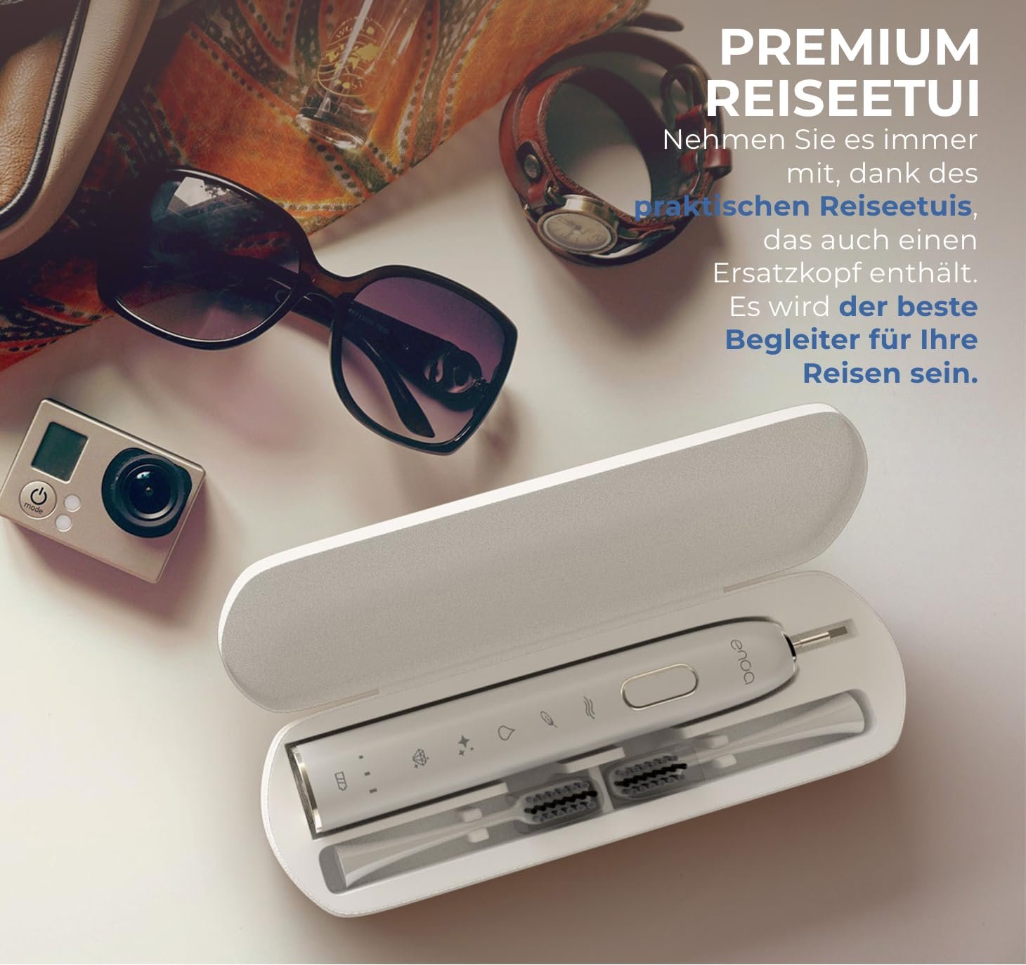 Акумуляторна звукова зубна щітка ENOA 5 програм 3 рівні інтенсивності IPX7 5 насадок, фото №5