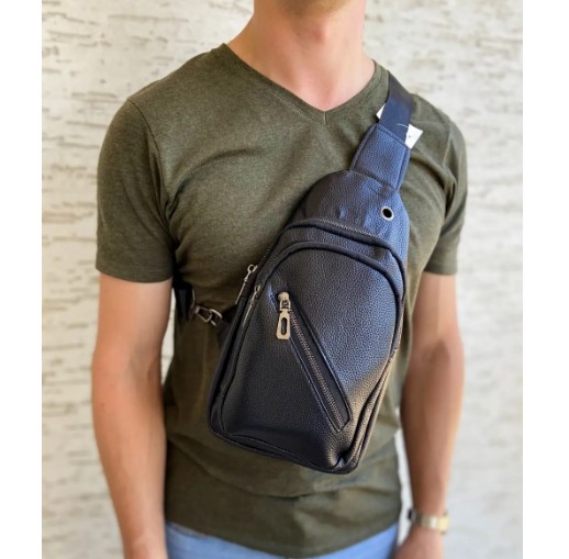Сумка нагрудна чоловіча бананка зі шкірозамінника 7083 Чорний (IBM037B), фото №8 Сумка нагрудна чоловіча бананка зі шкірозамінника 7083 Чорний (IBM037B), фото №8