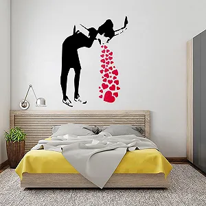 Наклейка на стіну Banksy Love Sick Girl with Hearts 63 x 47 см - Фото 1