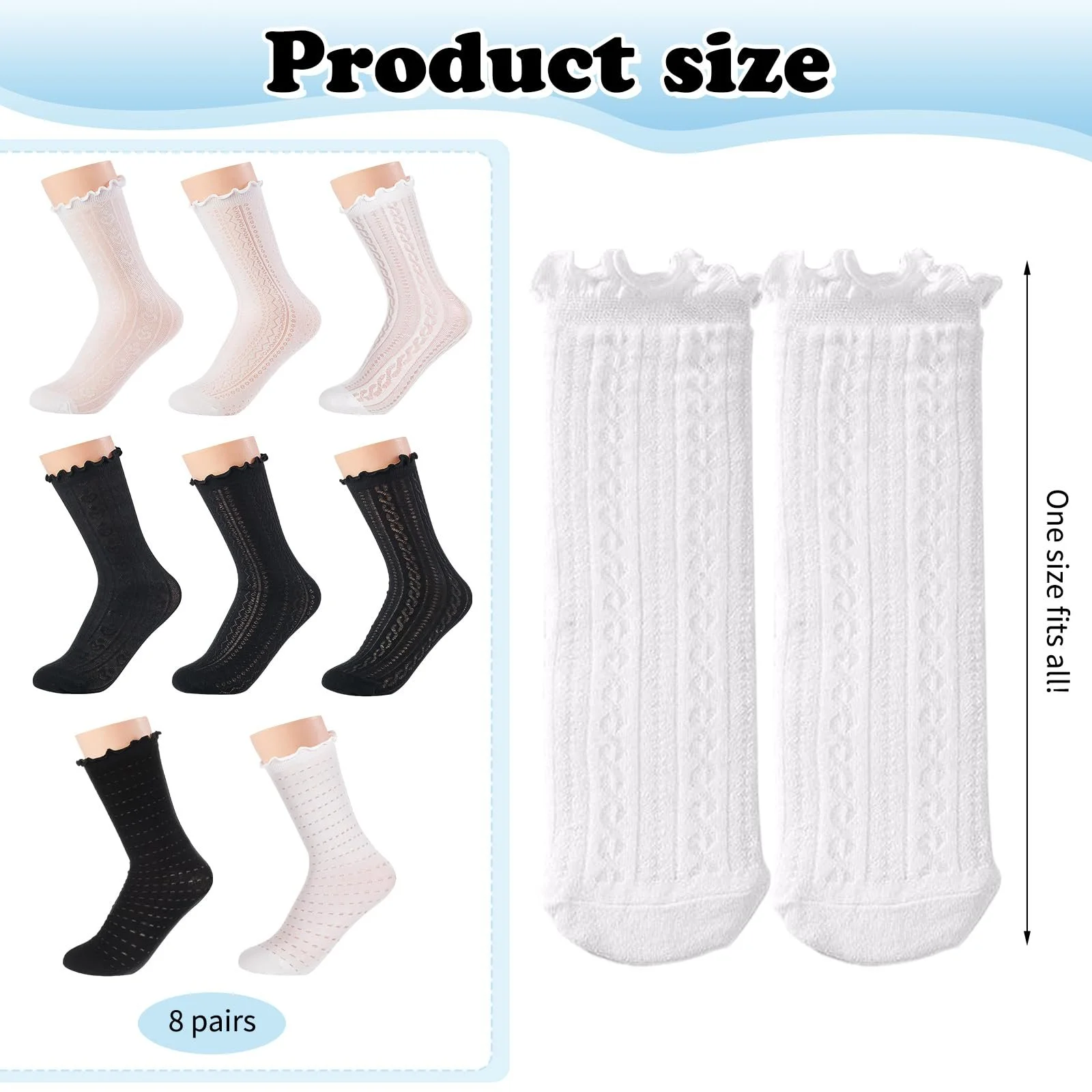 Шкарпетки з рюшами Demen, 8 пар, для жінок, один розмір, фото №5