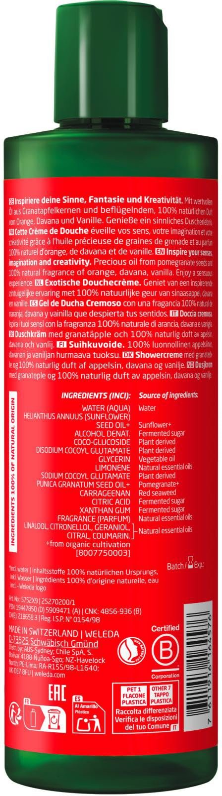 Гель для душу WELEDA Bio Inspire XL Vegan Pomegranate 400 мл, фото №3