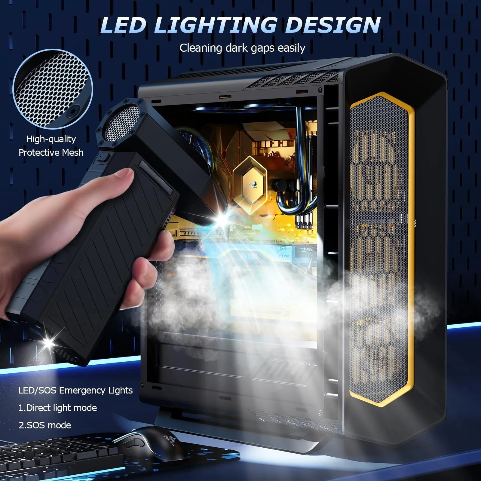 Електрична повітродувка CCmall 180 000 RPM 10 000 mAh 3 швидкості LED-підсвічування Turbo Jet Fan, фото №3 Електрична повітродувка CCmall 180 000 RPM 10 000 mAh 3 швидкості LED-підсвічування Turbo Jet Fan, фото №3