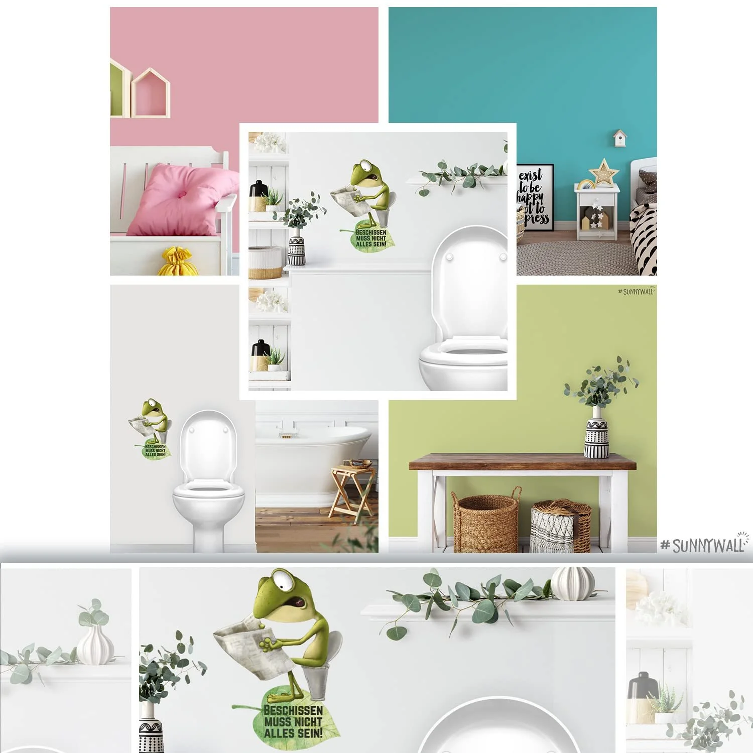 Наклейка на стіну Sunnywall Frog Saying Жаба з написом для ванної та туалету, фото №4